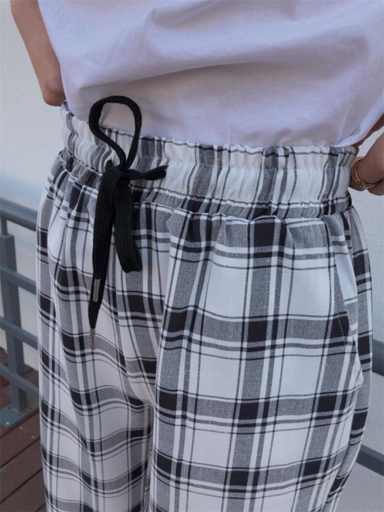 夏季新款格子阔腿裤，女装，1+1 MAIN ROAD