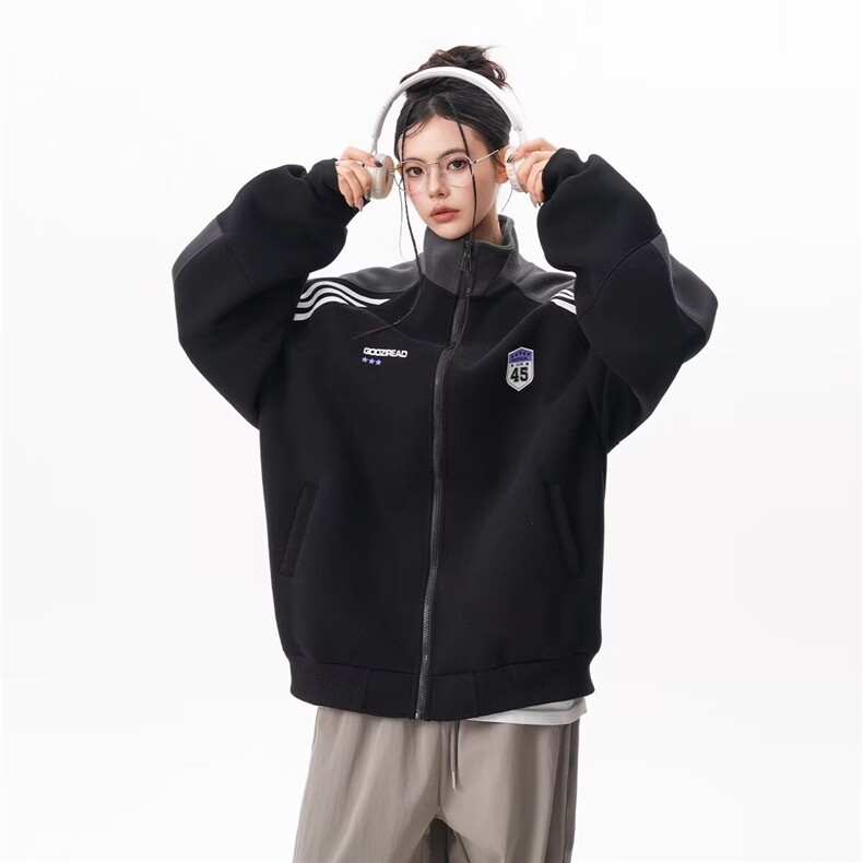 1506-1/JW341/P46美式插肩三条杠撞色立领休闲夹克外套，男装夹克，星座1506-1