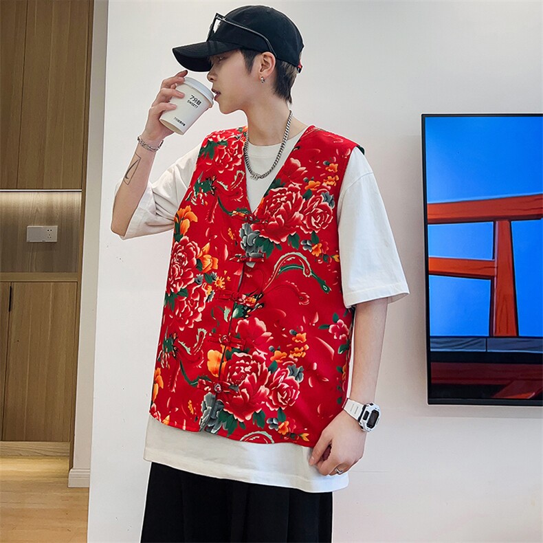RM1常年有货大花马甲双层团队服喜庆婚礼服M-5XL大码,男装背心/马甲,星座115A(原星座507）