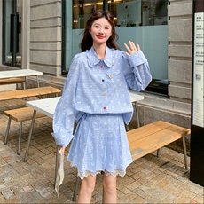 26春新款-蝴蝶刺绣设计感学院风衬衫套装2605-P160K258，女装套装/套裙，2B190