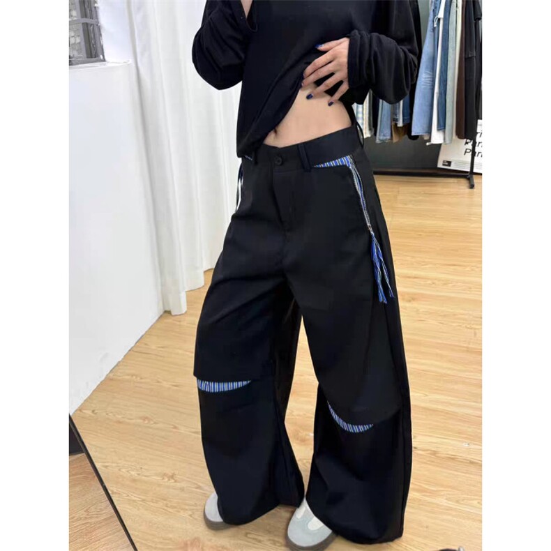 新款宽松休闲裤男韩版潮流百搭裤子春夏季薄款坠感阔腿拖地长裤图片