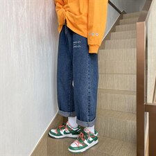 新款宽松直筒净版心电图ins潮牌牛仔裤X715NZ017P45控58，男装牛仔裤，星座715