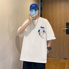 1港风休闲运动情侣大码M-5XL嘻哈网红小熊圆领短袖DT7745P55控78，男装T恤，星座226-2