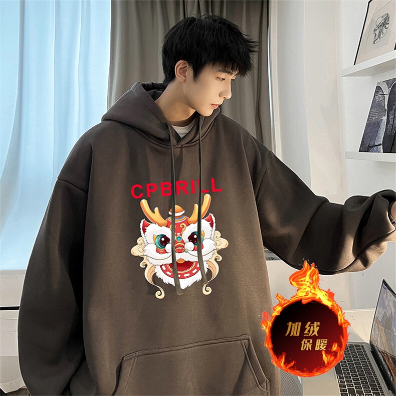 龙年卫衣冬季美式加绒加厚卫衣外套DL1730常规特P35加绒特40,男装卫衣,电商A486