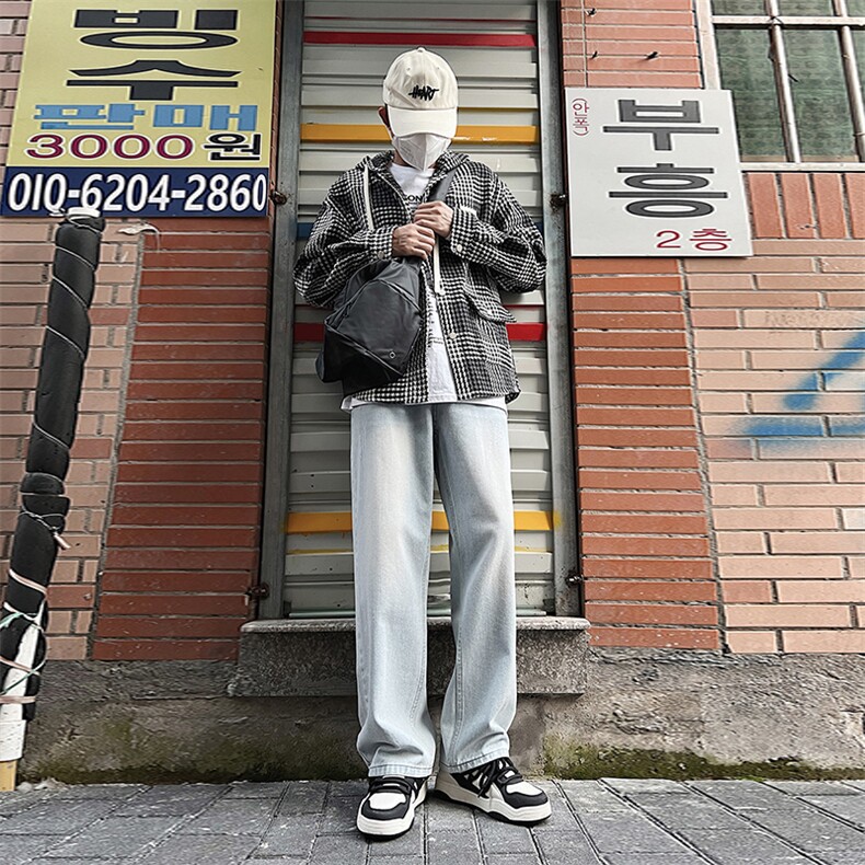 2025春夏复古牛仔裤男显高直筒宽松休闲裤长裤子男女同款778-P45,男装牛仔裤,电商A178
