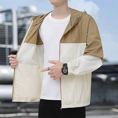 新品夏薄款外套男防风衣连帽夹克宽松大码运动休闲跑步防晒衣情侣，男装防晒衣，星座1210-1