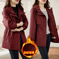 红加绒派克服外套女春秋2025新款宽松休闲加厚保暖工装棉衣，女装棉衣/棉服，沐七七