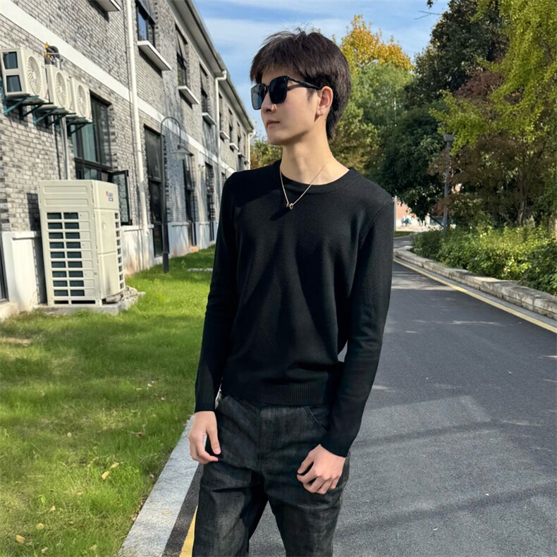 店主风小伙秋冬男纯色圆领套头针织长袖毛衣男士301A-1/M63/P38,男装针织衫/毛衣,星座301A-1