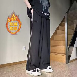 阔腿裤男韩版潮流高街2024冬季新款ins长裤K4775-常规P38-加绒P46图片