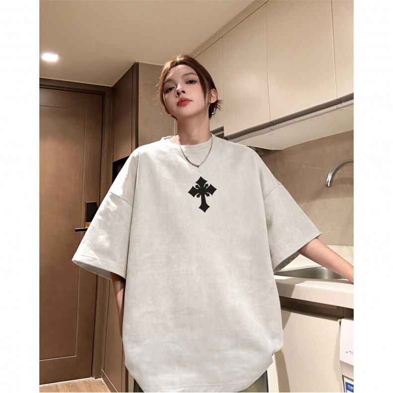 夏季新款抖音直播品质麂皮绒美式印花短袖djp323-特批23控39,男装T恤,星座605(原A050)