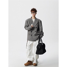 双排扣大码M-5XL西服男成分96%聚酯纤维4%氨纶XF78127P85控128，男装西服，星座226-1