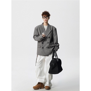 双排扣大码M-5XL西服男成分 96%聚酯纤维4%氨纶XF78127P85控128图片