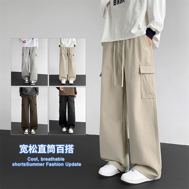 2025秋冬新款休闲男裤厚款直筒宽松松紧腰橡筋工装裤子潮3361-P42,男装工装外套,星座1006