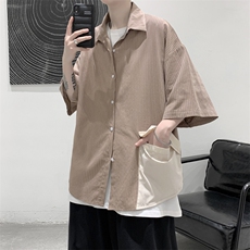 特P30控58港风男宽松版撞色大口袋短袖衬衫CS2101，男装衬衫，电商B370