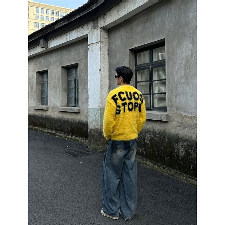 春秋季新款拼接解构破洞喷绘弯刀牛仔裤水洗做旧宽松垂感阔腿裤,男装牛仔裤,星座410-6（原星座1304-1）