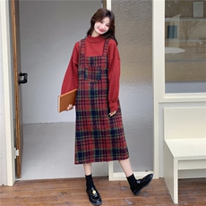 新款26早春韩系格子毛呢毛衫背心裙套装6207-P175-K258，女装套装/套裙，2C057