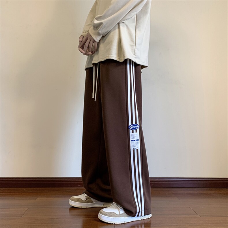港风条纹休闲裤男宽松直筒拖地裤束脚裤卫裤KP717P35,男装休闲裤,星座1204-3