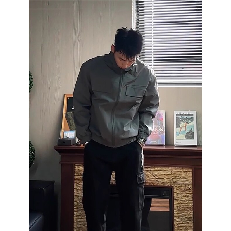 美式复古飞行员外套男士春秋季机能工装立领夹克潮流痞帅上衣,男装夹克,星座506A