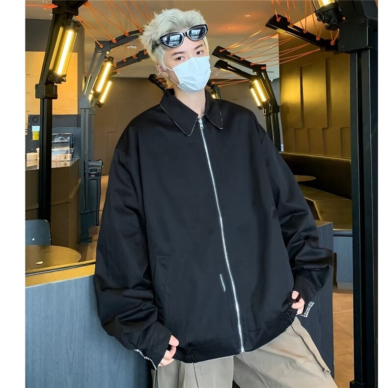 复古格纹肌理感宽松休闲两面穿夹克外套男开衫上衣服8509/P75,男装夹克,星座506