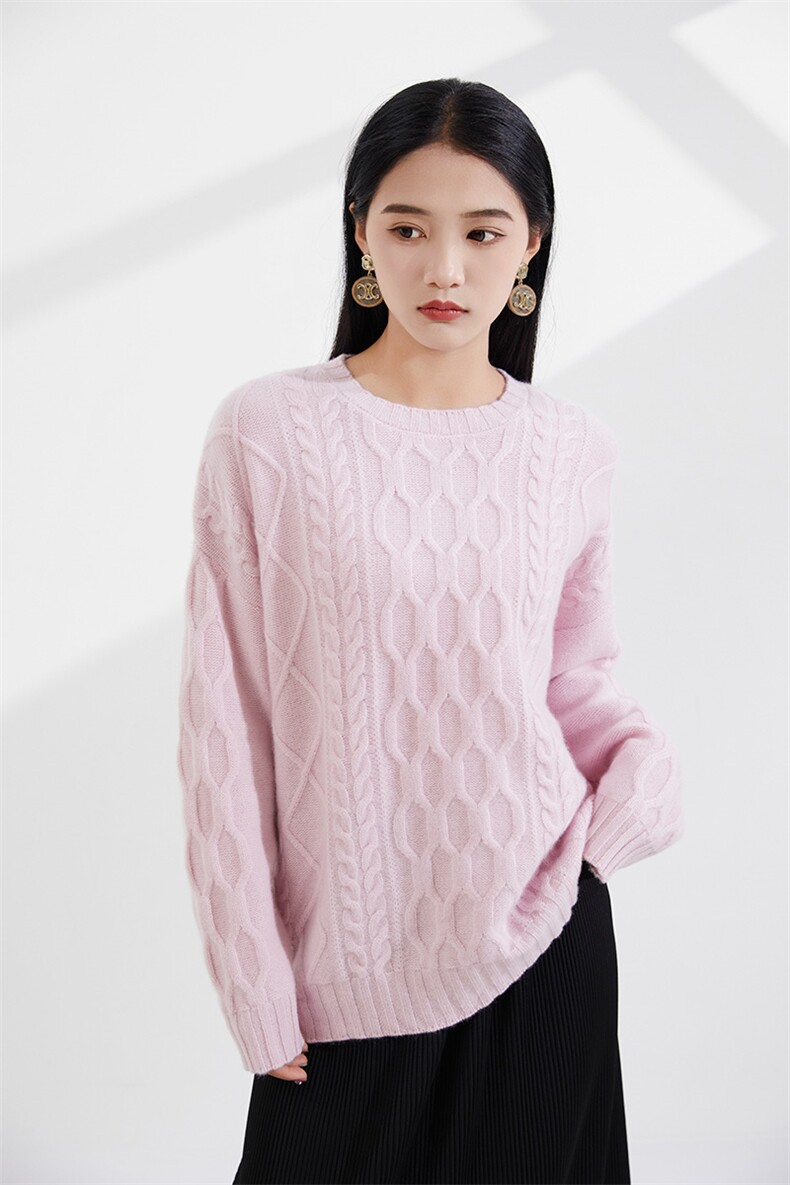 百搭休闲简约套头衫女显瘦时尚短款圆领羊绒衫,女装羊绒衫,恒爱羊绒