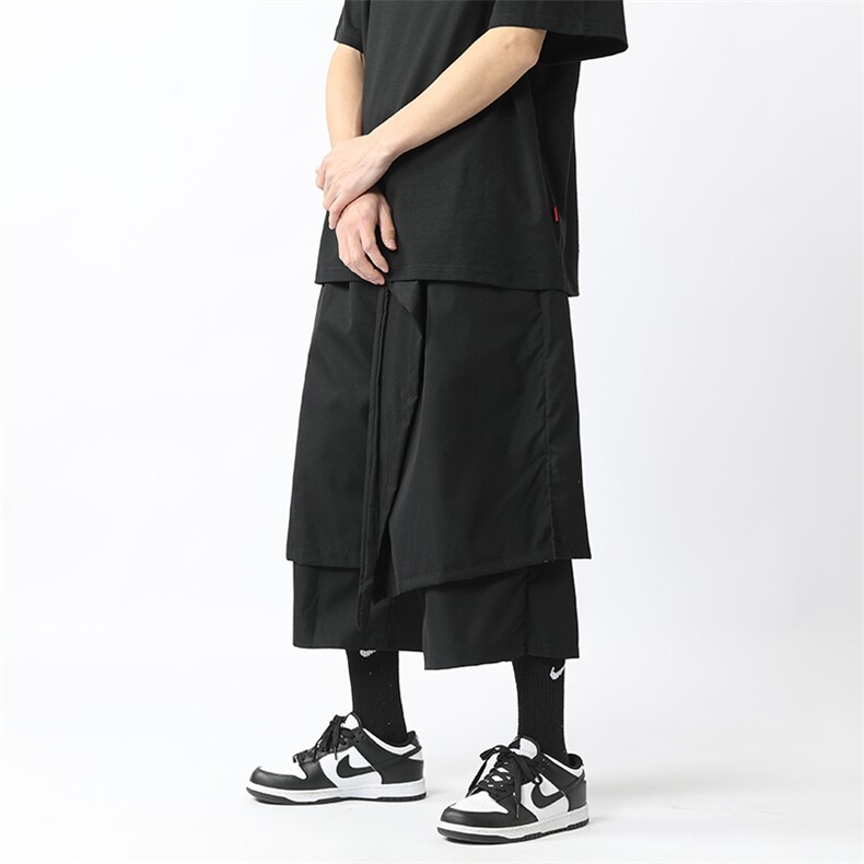 现货中式潮风个性裙裤假两件山本耀司阔腿八分裤K002-55,男装休闲裤,星座223（原229-2）
