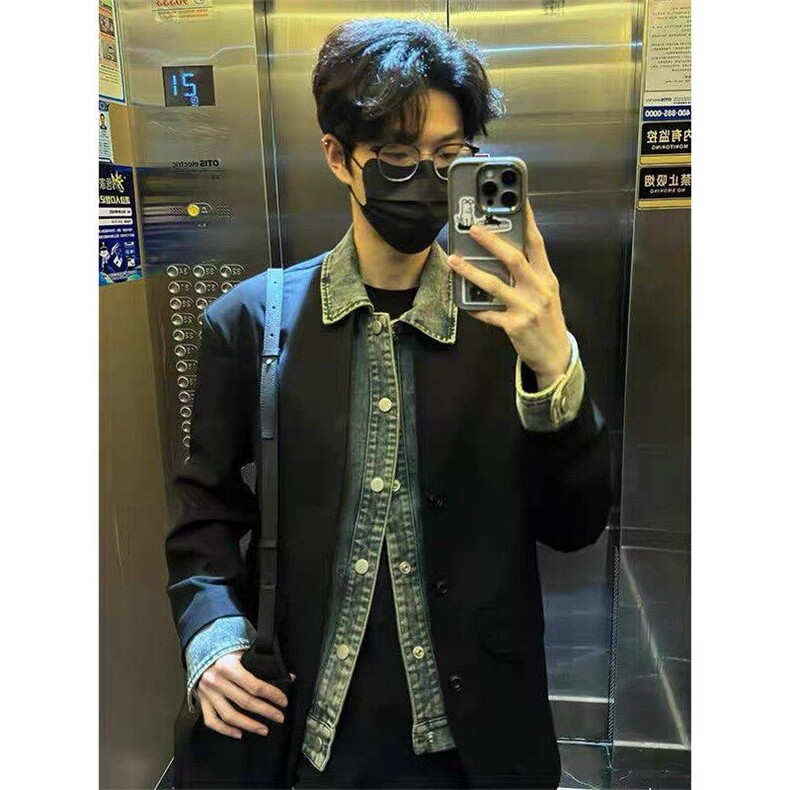 现货美士假两件牛仔西装外套JK0134-P95,男装夹克,星座313A(原308A-2)