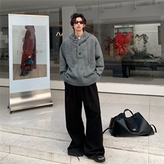 氛围感半开衫连帽毛衣男款美式外套大帽子外搭针织衫，男装针织衫/毛衣，星座716-3