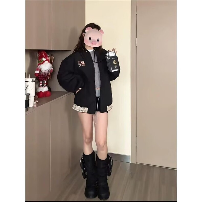 青春感宽松棒球服女士外套2025秋季新款夹克立领上衣,男装夹克,星座506A