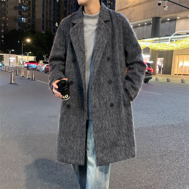 高档男毛呢大衣双排扣羊毛呢子风衣长款西装外套男JK02566-P115，男装风衣，星座308B-2