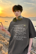 美式复古休闲潮流宽松短袖时尚圆领纯棉T桖上衣HY730TP20，男装T恤，电商A102B