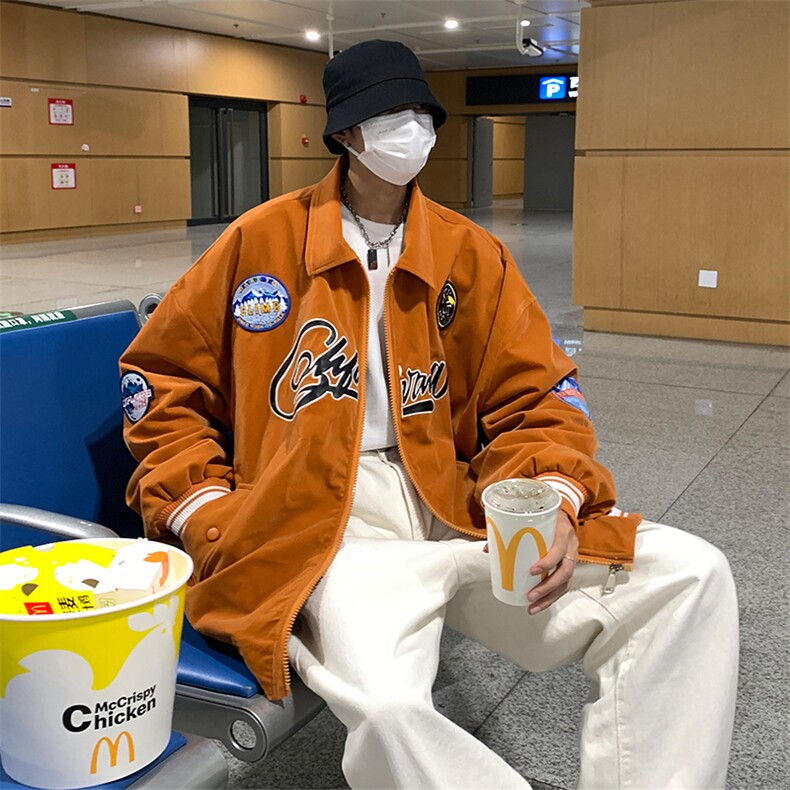 EQ88金丝绒外套男2024新款春装ins港风潮流贴布夹克情侣装P118,男装夹克,电商C306-1