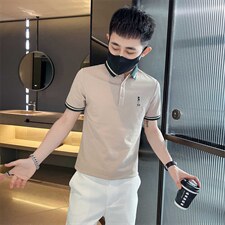备大货品质大码抖音主推小人刺绣直播时尚短袖T恤翻领Polo衫T016，男装T恤，电商D342