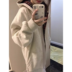拼接格子连帽开衫卫衣男春秋假两件美式潮牌重磅硬挺拉链开春外套，女装短外套，星座516A