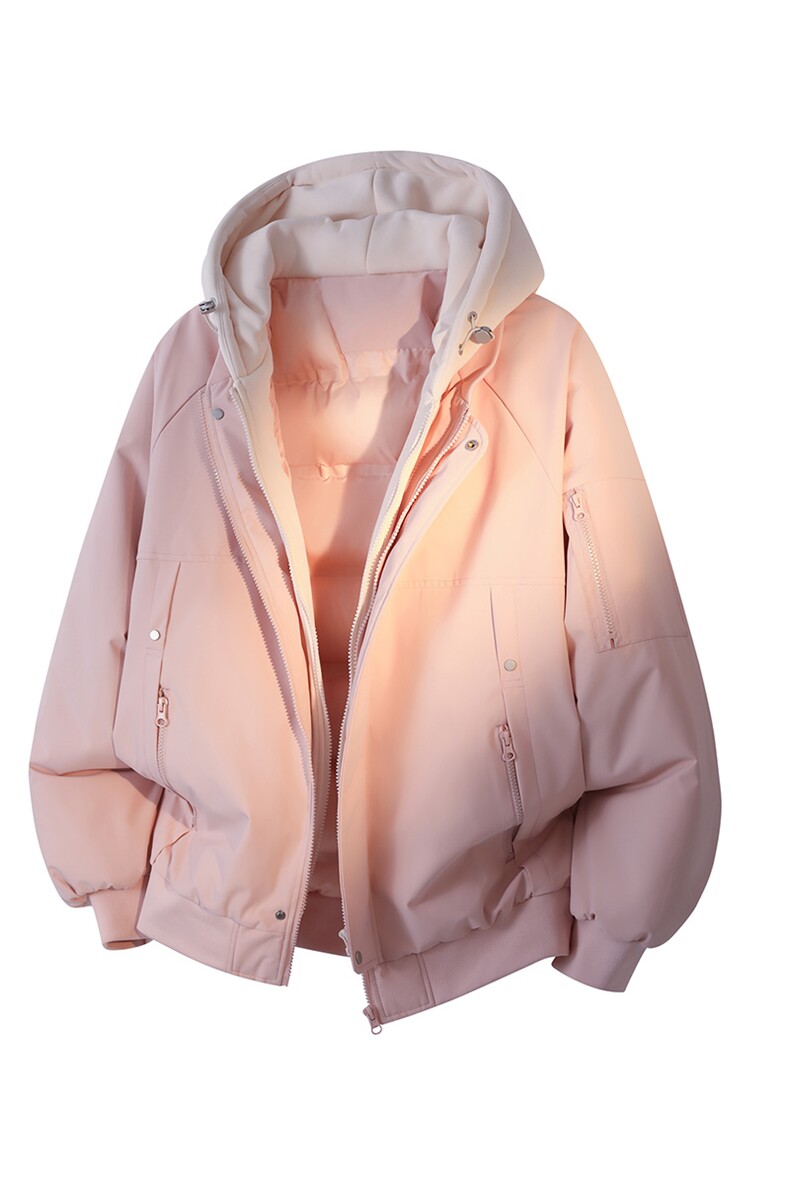 !潮流冬季连帽拉链加绒加厚棉衣情侣撞色棉服外套 MY5567-P78图片