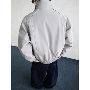 高品质春装新款老钱风美式高街解构立领棒球服飞行夹克潮休闲外套图片