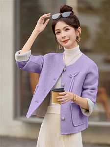 双面羊绒大衣女小个子2025年新款高级感短款秋冬季韩系羊毛呢外套图片