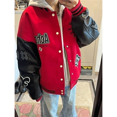 高街痞帅夹克棒球服男女秋冬季美式潮牌撞色刺绣休闲情侣外套，男装夹克，四季星座505