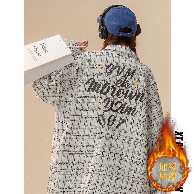 1中性风小香风大码M-5XL中性情侣潮长袖衬衫CCS8019P45加绒P55，男装衬衫，星座226-2