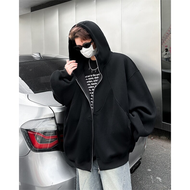 美式开衫潮流休闲加绒拉链连帽卫衣外套男秋冬宽松潮牌WY0311-P62,男装卫衣,星座308B-2