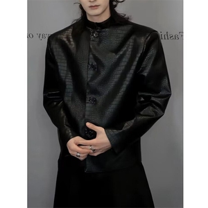 春季新中式男士鳄鱼纹pu皮立领皮夹克西装XZ0089-P125(网图参考）
