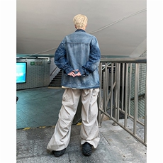 Wt029-P65美式复古条纹牛仔夹克，男装夹克，星座1501-1