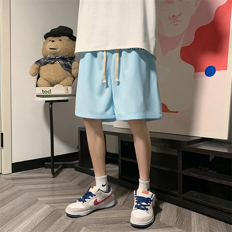 HD74098-P22华夫格短裤男大码宽松五分裤男直筒中裤,男装休闲裤,电商A040