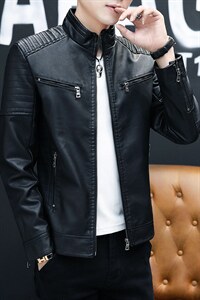 男士秋季外套新款韩版潮流帅气百搭休闲皮衣夹克厂家直销PY26图片