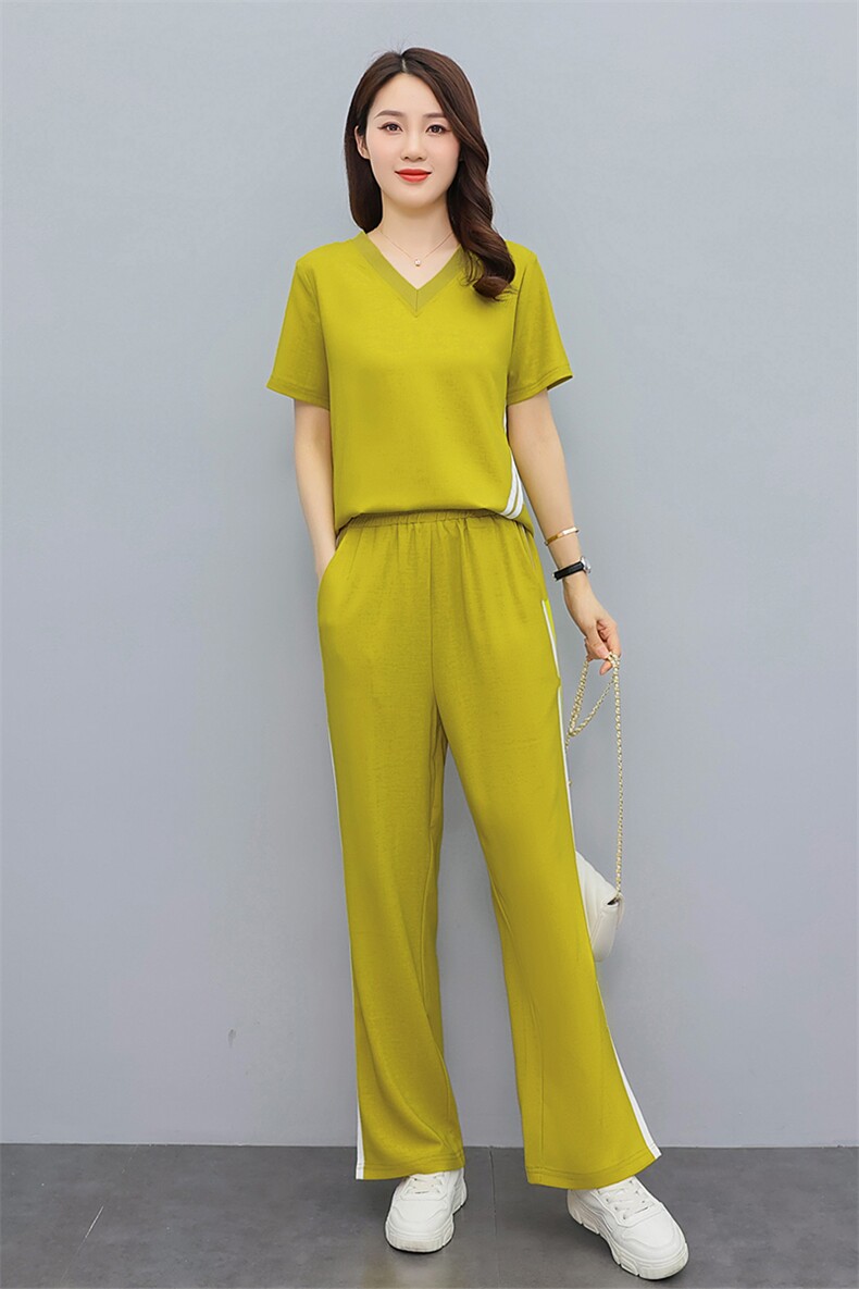 2022年夏季新款冰丝麻透气气质阔腿裤套装两件套,女装套装/套裙,奕薇雅