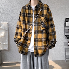 衬衫男春夏新款港风宽松高品质格子长袖衬衣CS258-P45，男装衬衫，星座214-3