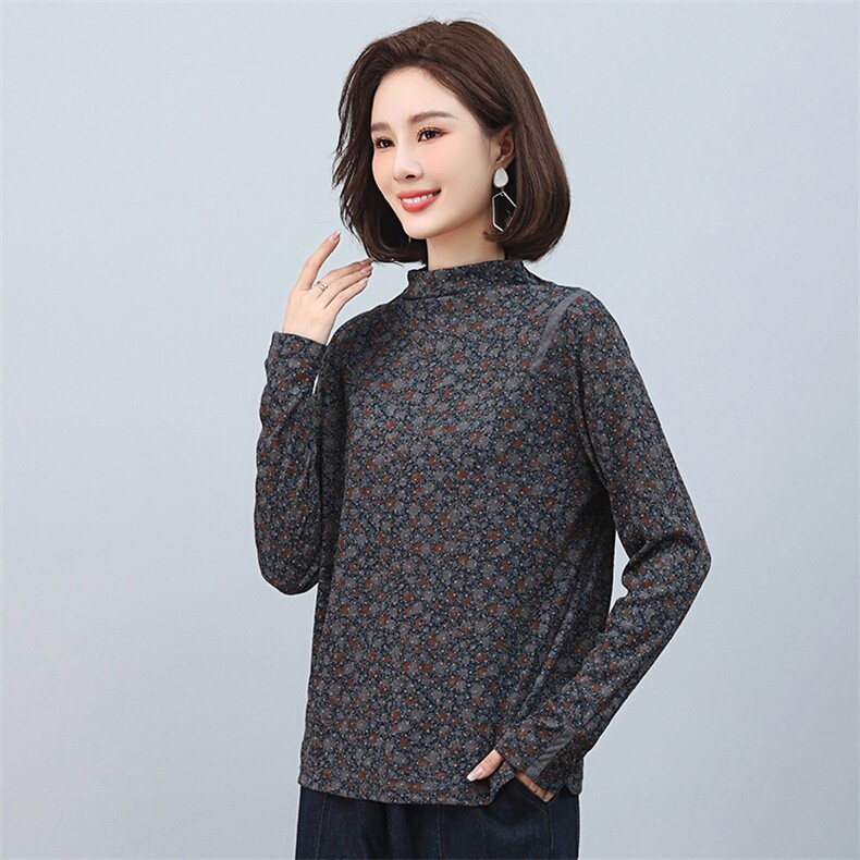 时尚印花高领长袖卫衣修身显瘦保暖女装上衣,女装卫衣/绒衫,叶笙衣