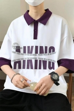 84065-P40衫短袖男女夏季休闲港风ins潮牌翻领半袖t恤，男装T恤，电商D310B