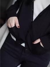 针织衫女秋冬宽松短款毛衣长袖纯色简约上衣，女装针织衫/毛衣，恩泰羊绒