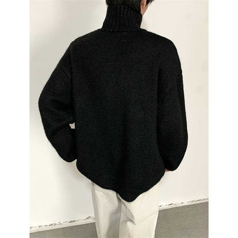 800克韩版Polo可翻高领加厚针织衫男冬季慵懒风套头打底纽扣毛衣,男装T恤,星座410-6（原星座1304-1）