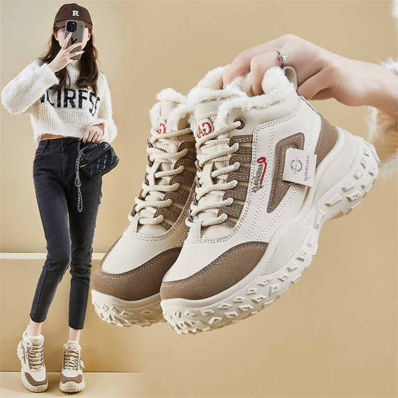 冬季高帮加绒老爹鞋新款韩版ins女学生增高运动保暖休闲鞋，女鞋休闲鞋，电商A223